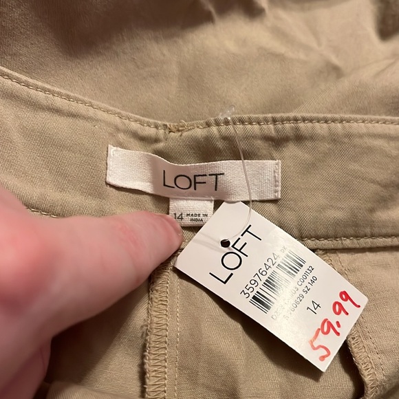 loft khaki poplin pants size 14 - Picture 8 of 9